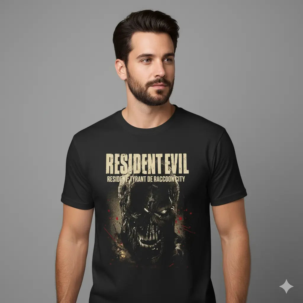 Camiseta Algodao Premium Resident Evil: "Tyrant de Raccoon City"