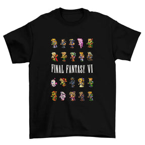 Camiseta Algodão Premium Final Fantasy VI – SNES – "Pixel Heroes Grid"