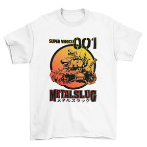Camiseta Algodão Premium Metal Slug – Neo Geo – “Super Vehicle 001 Retro Badge”