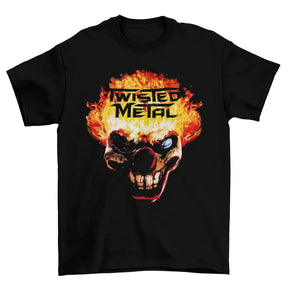 Camiseta Algodão Premium Twisted Metal – PS1 – “Sweet Tooth Flaming Mask”