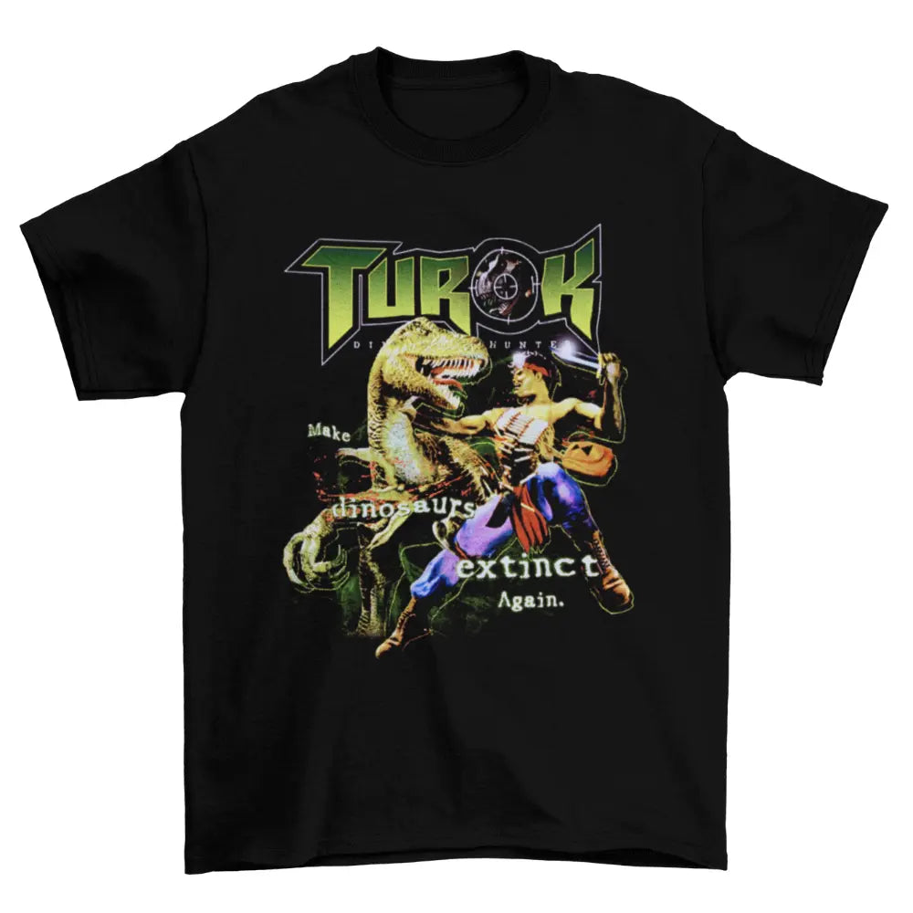 Camiseta Algodão Premium Turok – Nintendo 64 – "Dinosaur Slayer"