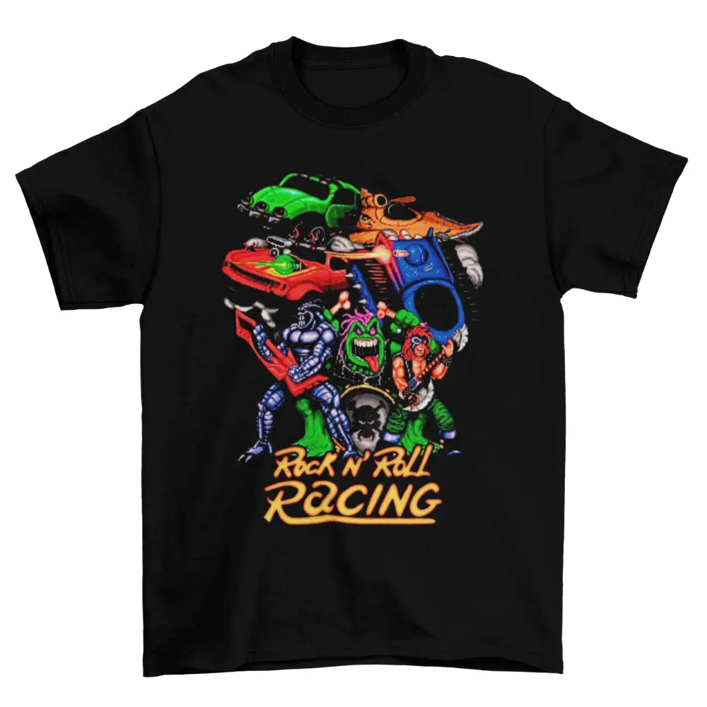 Camiseta Algodão Premium Rock N’ Roll Racing – Super Nintendo – "Metal Car Mayhem"