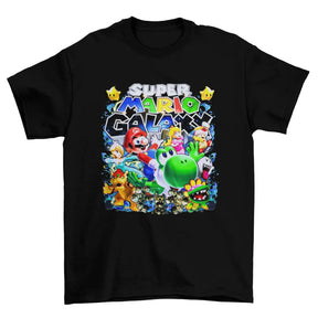 Camiseta Algodão Premium Super Mario Galaxy – Nintendo Wii – "Cosmic Adventure Team"
