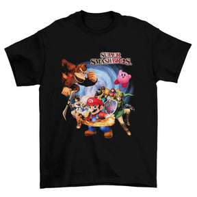 Camiseta Algodão Prime Super Smash Bros – Nintendo 64 – “Ultimate Fighters Clash”