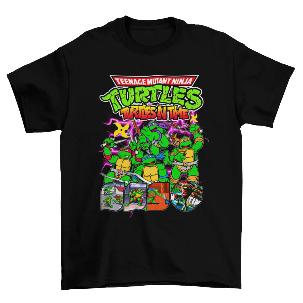 Camiseta Algodão Prime TMNT Turtles in Time – SNES – “Neon Heroes Attack”