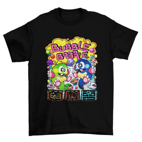 Camiseta Algodão Premium Bubble Bobble (Arcade/NES) – Bub & Bob Colorful Retro Style