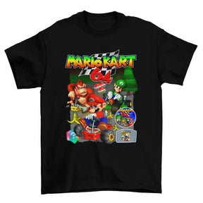 Camiseta Algodão Premium Mario Kart 64 – Nintendo 64 – “Classic Racer Characters”