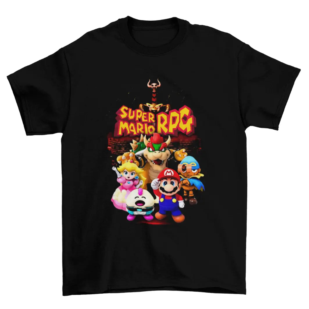 Camiseta Algodão Premium Super Mario RPG – SNES – “Legendary Party Render”
