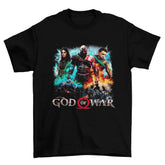Camiseta Algodão Premium God of War Ragnarök – PS5 – "Kratos & Atreus Dual Realms"