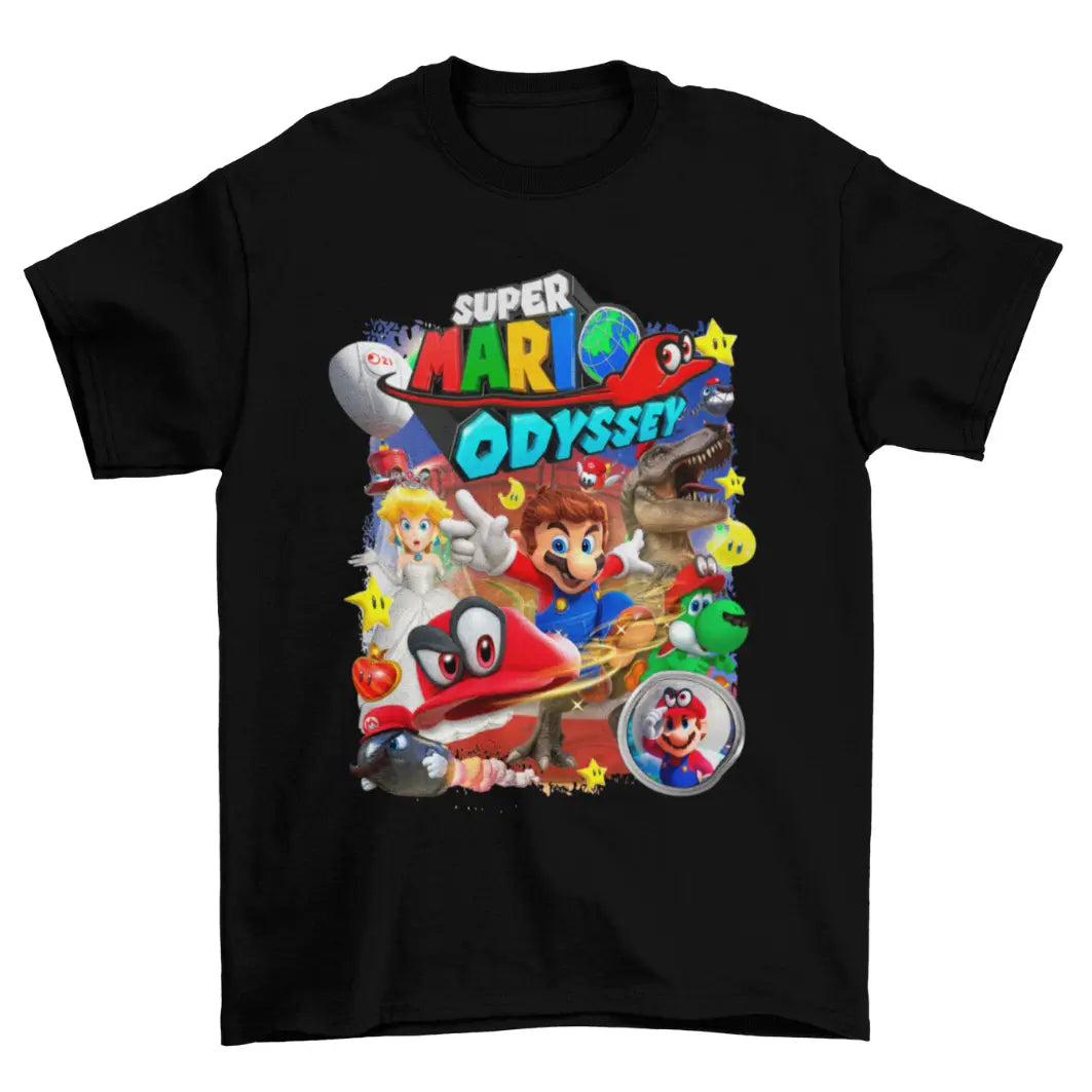 Camiseta Algodão Premium Super Mario Odyssey – Nintendo Switch – “Cappy World Journey”