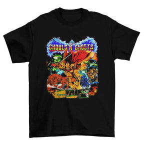 Camiseta Algodão Premium Ghouls ’n Ghosts – SEGA Genesis – "Knight vs Creatures"