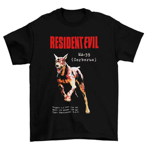 Camiseta Algodão Premium Resident Evil Cerberus – PS1 – "MA-39 Bio-Weapon Dog"