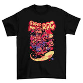 Camiseta Algodão Premium Super Mario RPG – SNES – “Party Heroes Red & Gold Style”