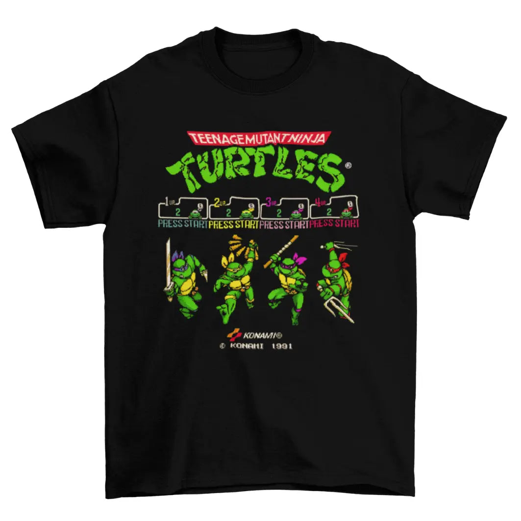 Camiseta Algodão Premium Teenage Mutant Ninja Turtles – Arcade – "Classic Run Crew"