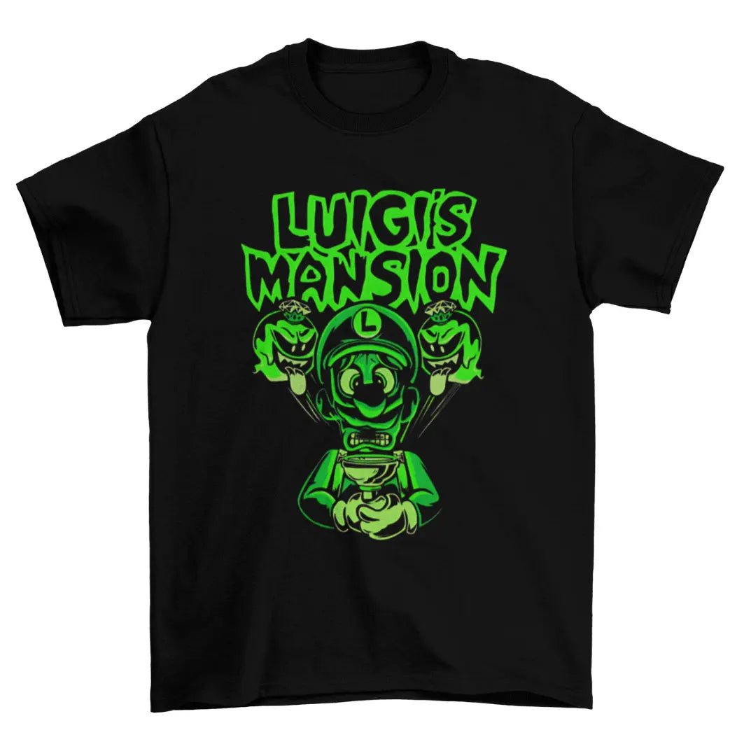 Camiseta Algodão Premium Luigi’s Mansion – GameCube – "Neon Ghost Panic"