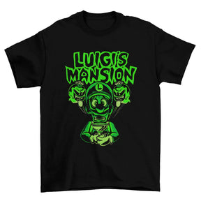 Camiseta Algodão Premium Luigi’s Mansion – GameCube – "Neon Ghost Panic"
