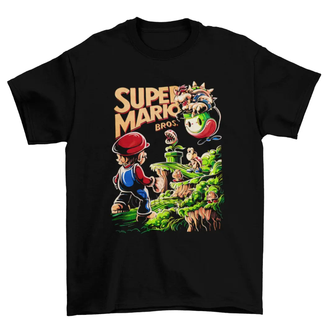 Camiseta Algodão Premium Super Mario Bros. – NES – “Retro Bowser Showdown”