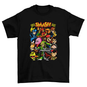 Camiseta Algodão Premium Super Smash Bros – Nintendo 64 – "All-Stars Roster Art"