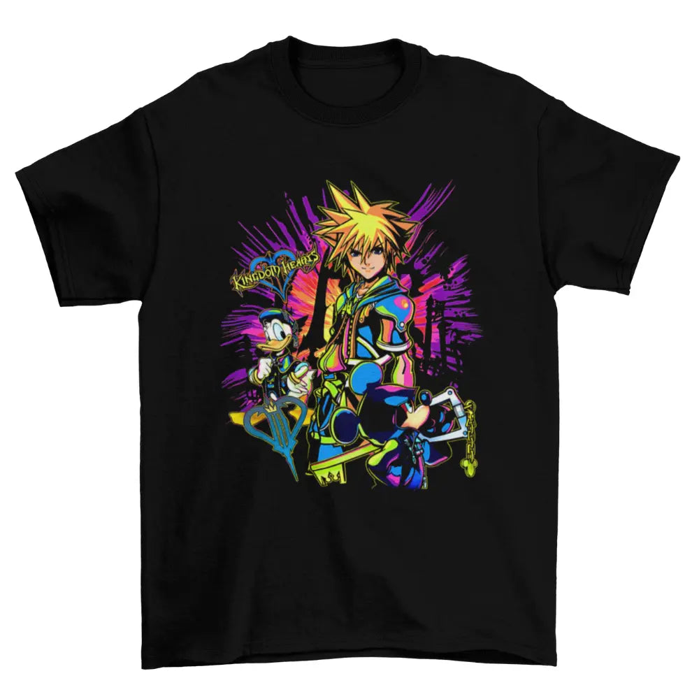 Camiseta Algodão Premium Kingdom Hearts Neon Sora & Donald