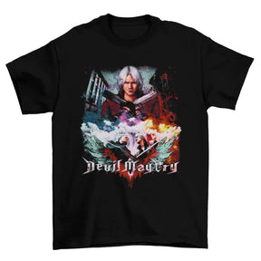 Camiseta Algodão Premium Devil May Cry (PlayStation 2) – Dante Red Coat Twin Pistols