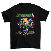 Camiseta Algodão Premium StarFox 64 (Nintendo 64) – Fox McCloud & Team in Space