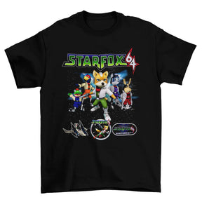 Camiseta Algodão Premium StarFox 64 (Nintendo 64) – Fox McCloud & Team in Space