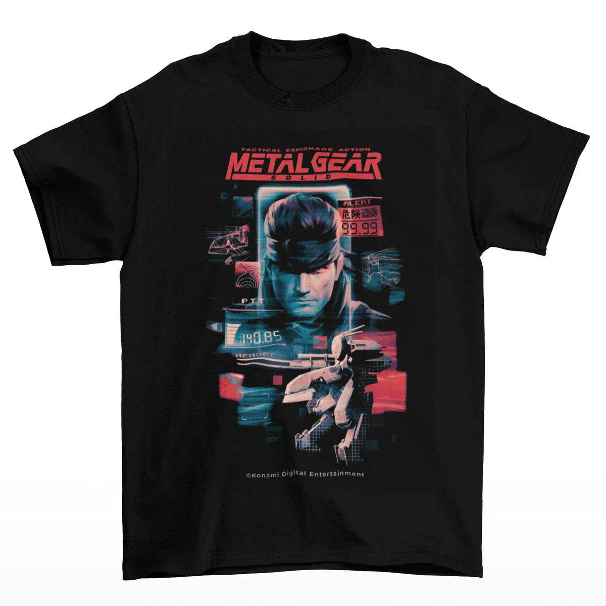 Camiseta Algodão Premium Metal Gear Solid – Tactical HUD Neon