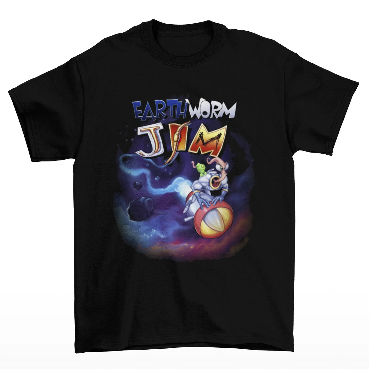 Camiseta Algodão Premium Earthworm Jim – SNES/Genesis – "Groovy Space Ride"