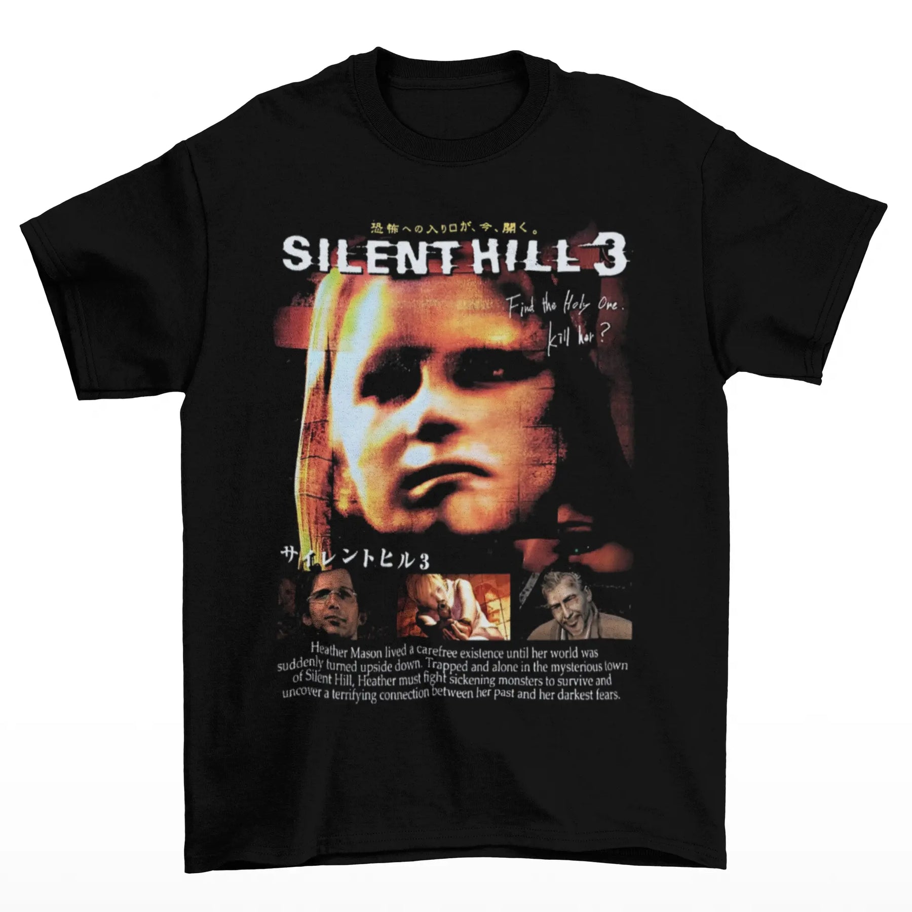 Camiseta Algodão Premium Silent Hill 3 – Heather Faces