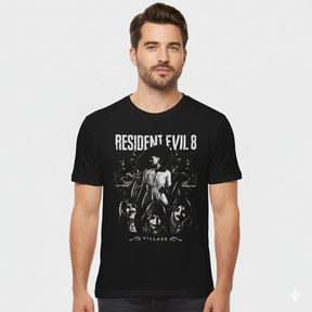 Camiseta Algodão Premium Resident Evil Village: "Lady Dimitrescu & Daughters"