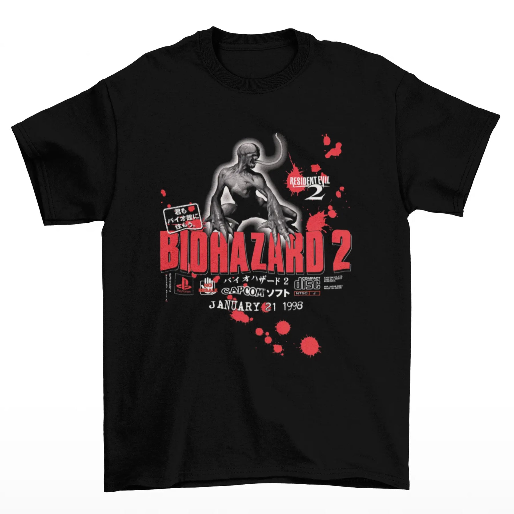 Camiseta Algodao Premium Resident Evil 2 Biohazard 2 "January '98 Release"
