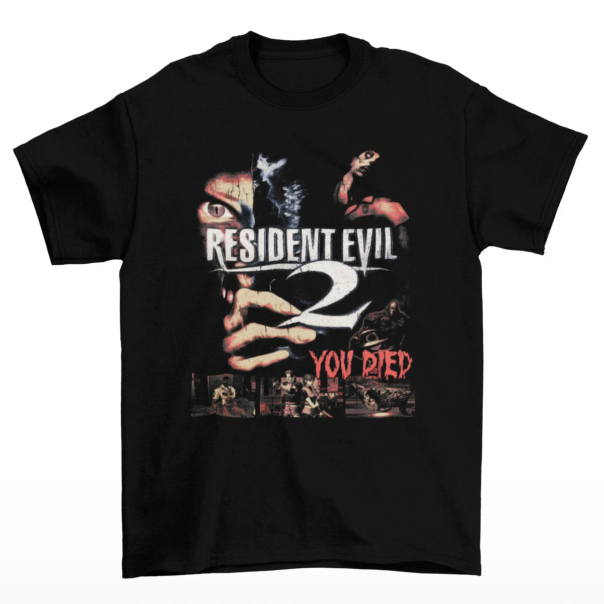 Camiseta algodao Premium Resident Evil 2 "You Died" Collage