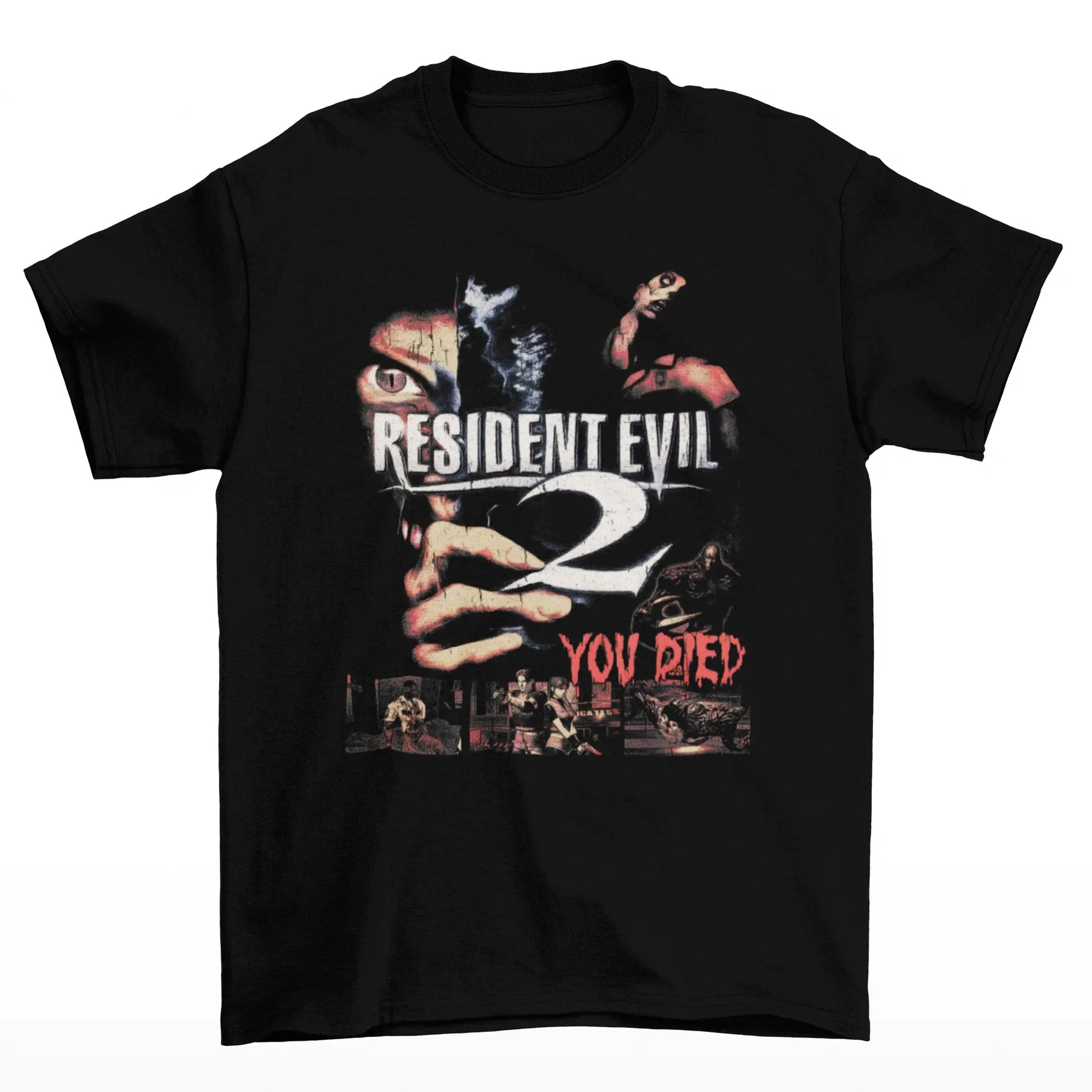 Camiseta algodao Premium Resident Evil 2 "You Died" Collage
