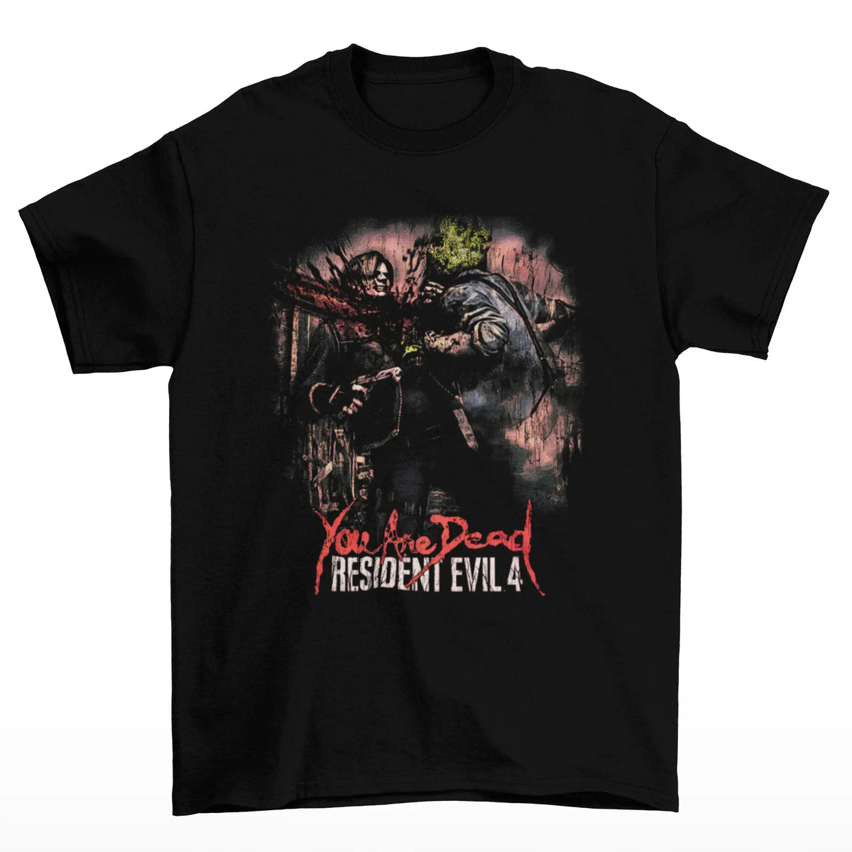Camiseta Algodão Premium Resident Evil 4: "Leon vs. Ganado Horde"