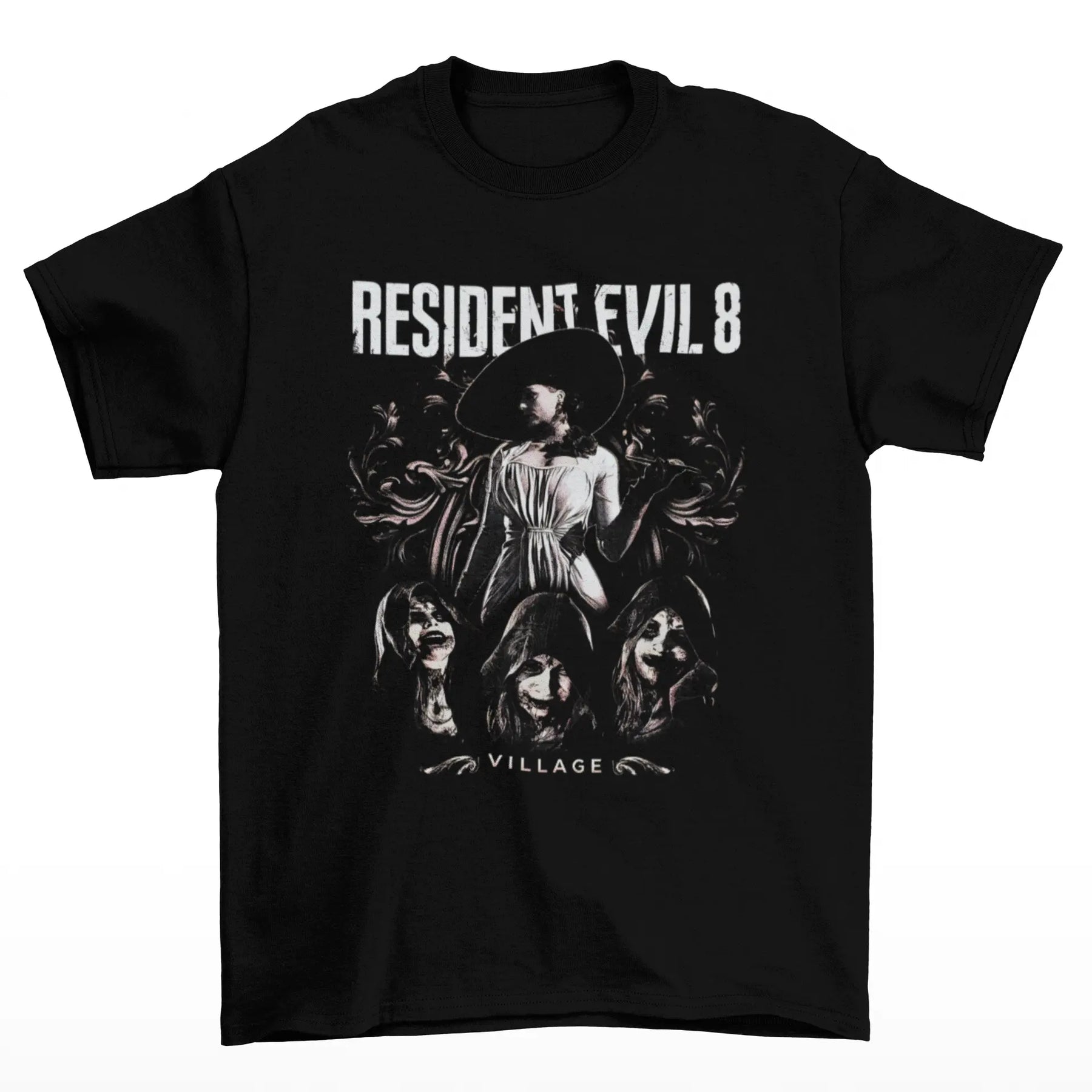 Camiseta Algodão Premium Resident Evil Village: "Lady Dimitrescu & Daughters"
