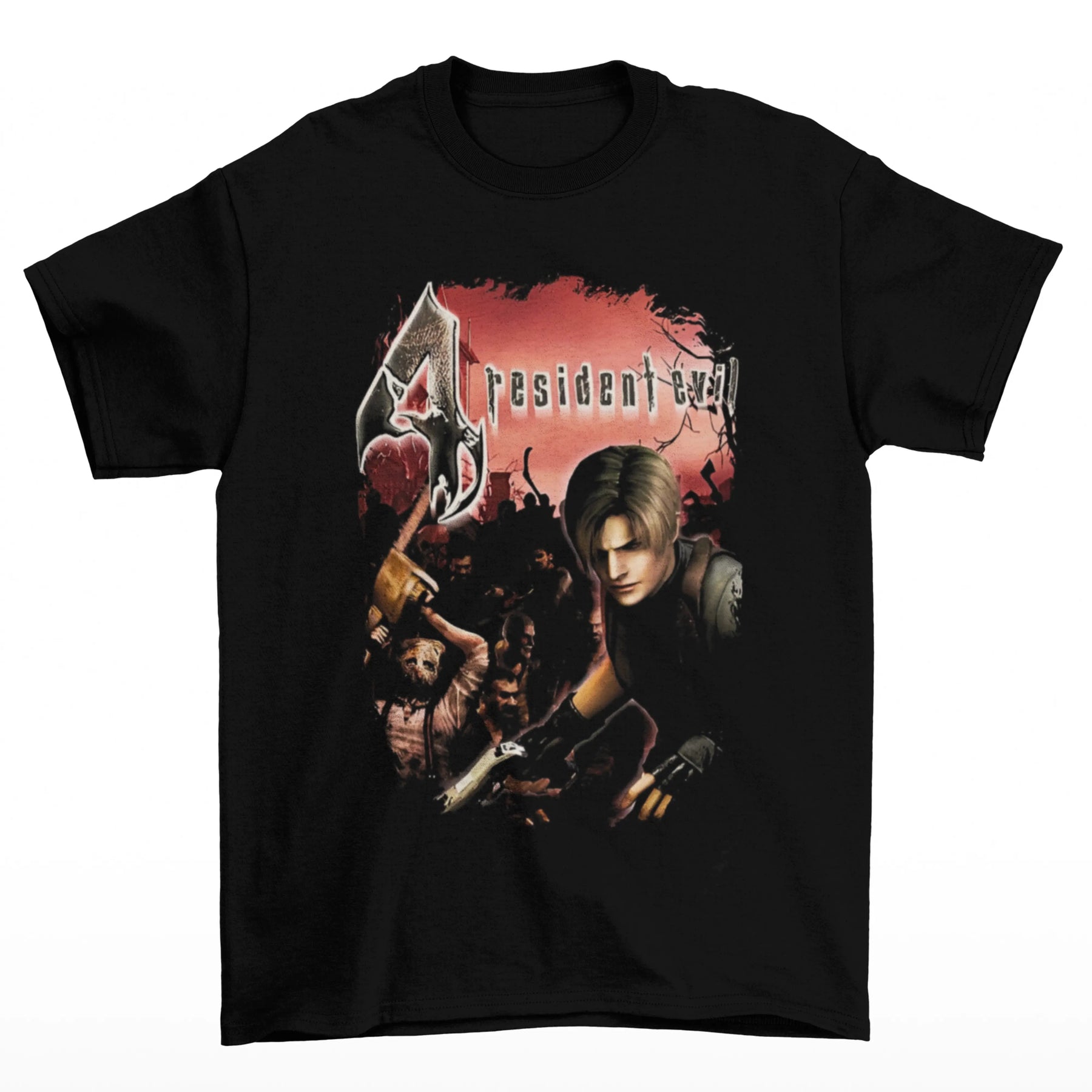 Camiseta Algodão Premium Resident Evil 4 - Leon & Ganados
