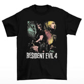 Camiseta Algodão Premium Resident Evil 4 - Leon & Ashley Collage