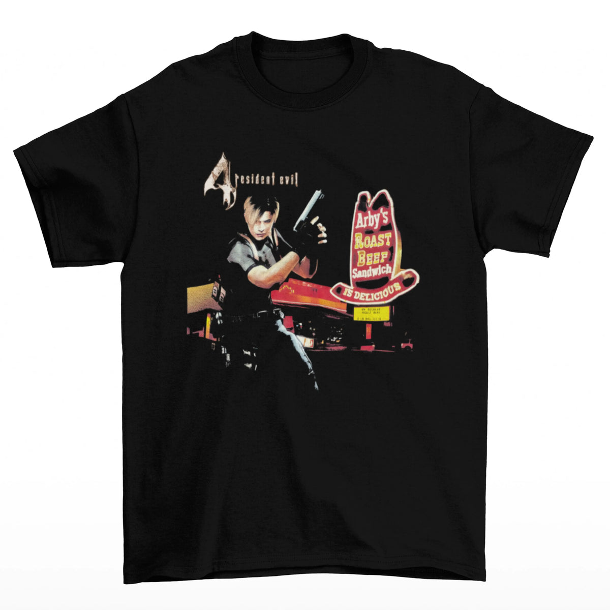 Camiseta Algodão Premium Resident Evil 4 - Leon & Arby's Sign