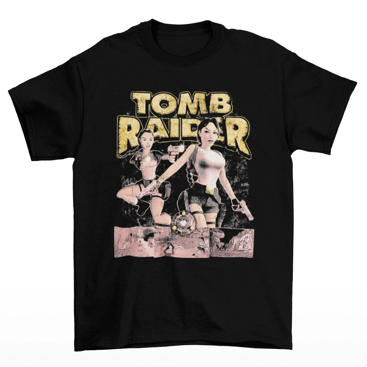 Camiseta Algodão Premium Tomb Raider – Lara Croft Dual Pistols