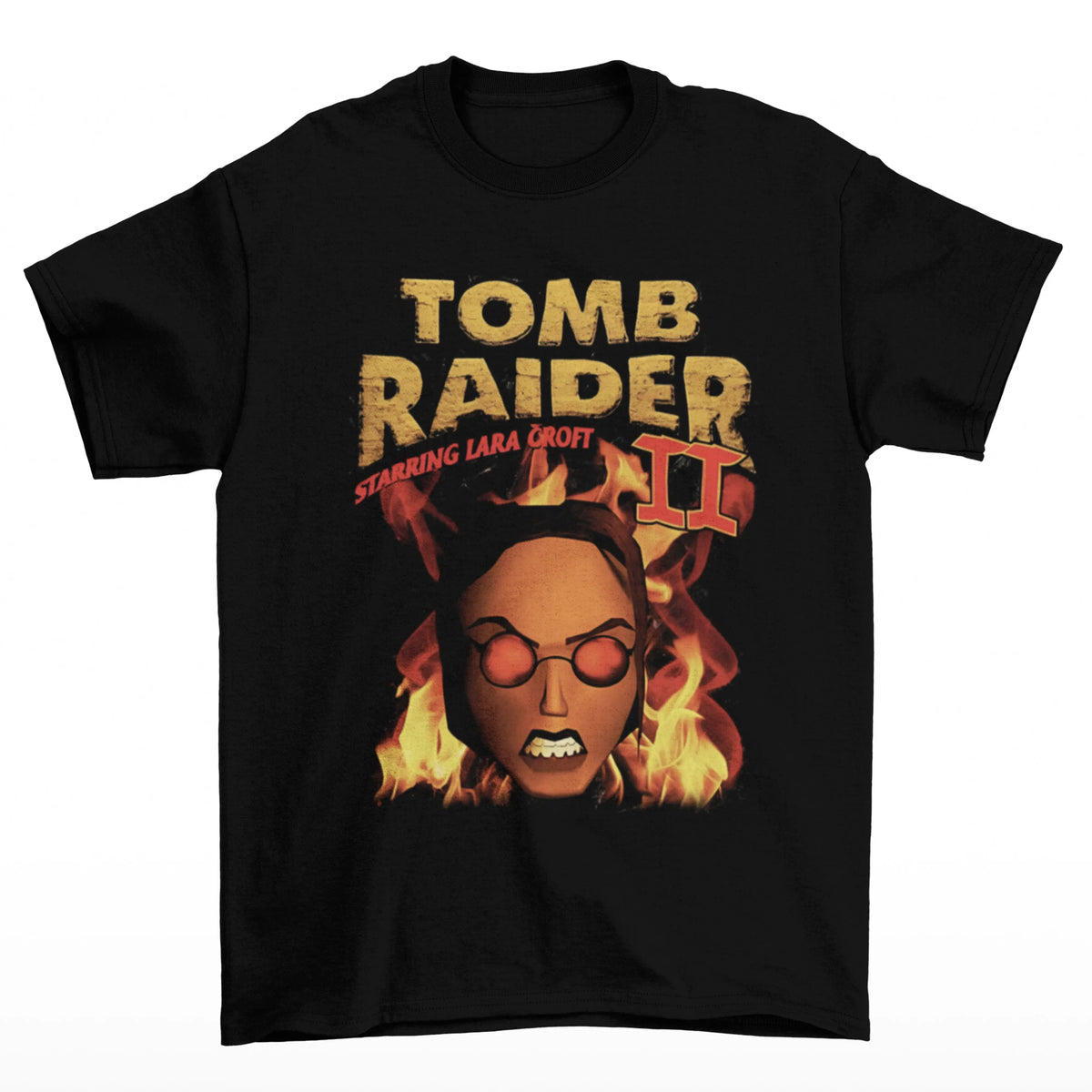 Camiseta Algodão Premium Tomb Raider II – Lara em Chamas
