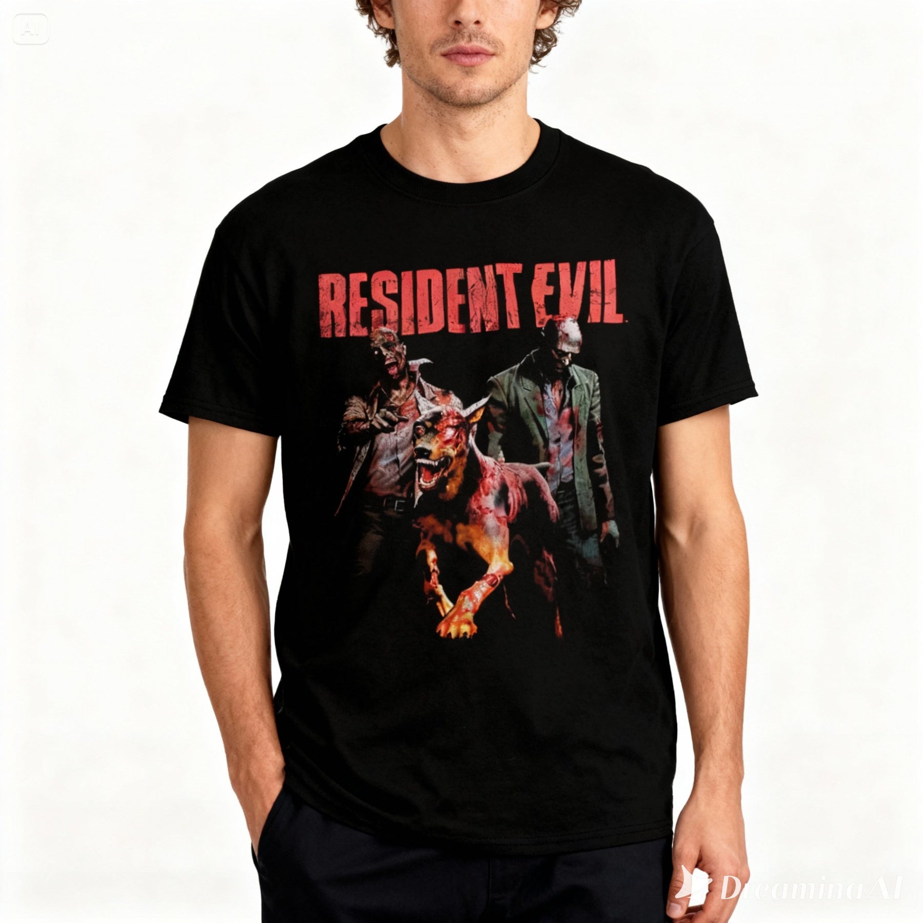 Camiseta Algodão Premium Resident Evil - Zombies & Cerberus