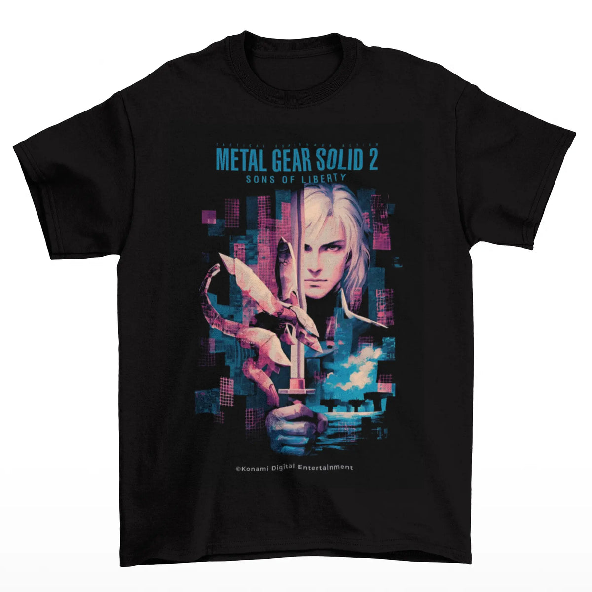 Camiseta Algodão Premium Metal Gear Solid 2 – Raiden Sons of Liberty